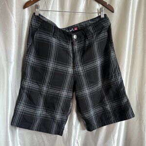 Vintage Quiksilver Plaid Shorts Size 31 Black Gray Check Print